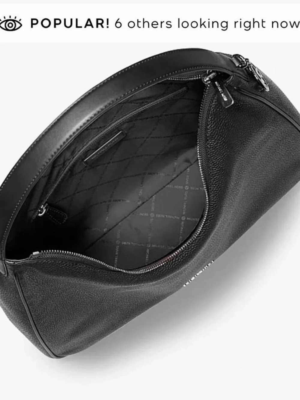 Michael Kors Black Pebbled Leather Crescent Shoulder Bag
